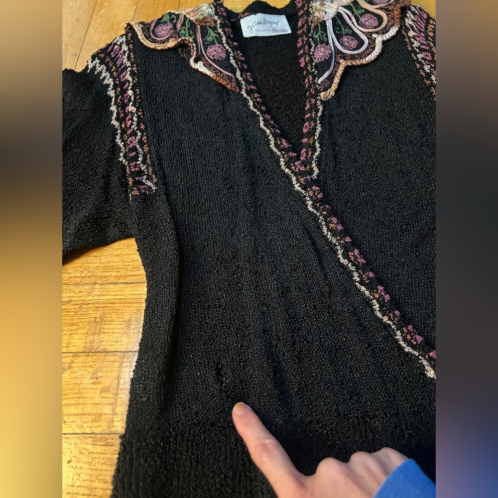 Incredible BOUCLE SWEATER Vtg 80/90s JoAnn Bryant Exclusive Designs wearable art - Picture 12 of 12